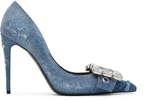 dolce gabbana blue white shoes|Dolce & Gabbana denim heels.